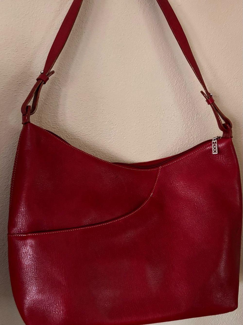 Max New York large leather bag/tote bag, dark red